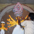 Durga being Decorated with Ornaments