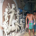 Durga and her Family being built in Kumartulli